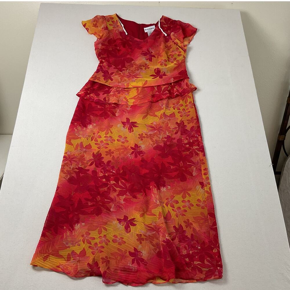 Danny & Nicole New York Stunning Fiery Sunrise Floral Dress Womens 16